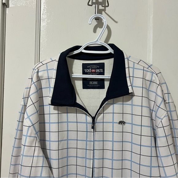 Ecko Unlimited White and Blue Checked Zipup - Picture 7 of 9